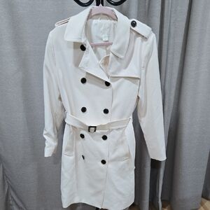 H&M Cream Double-Breasted Trench Coat
